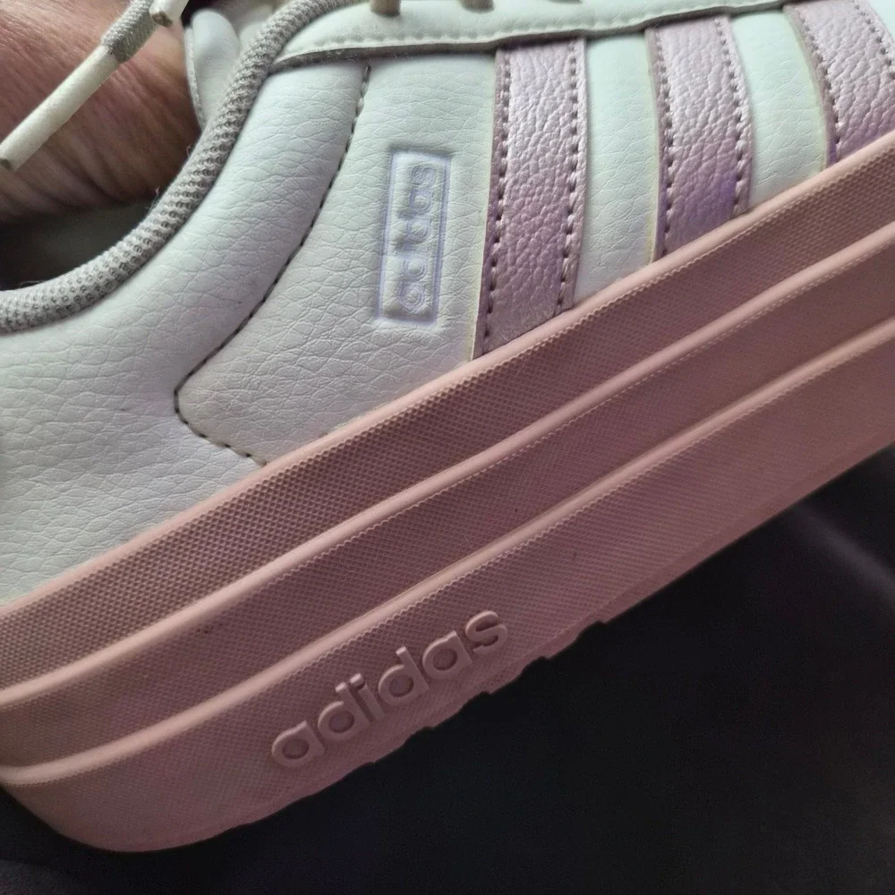 Adidas Nizza Platform Sneakers White Pink Metallic Leather‎ Low Top Shoes Size 5